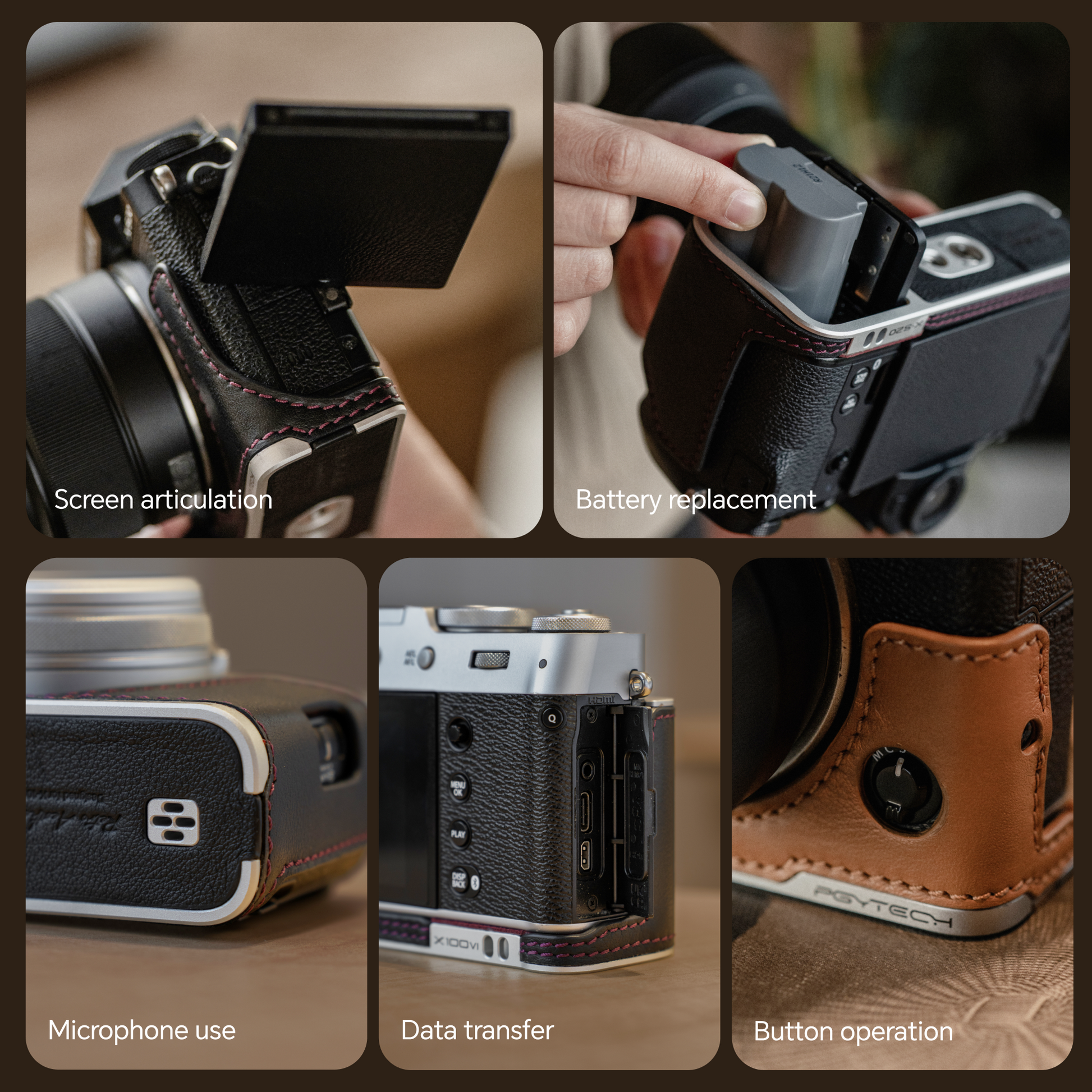 レザー カメラケース (FUJIFILM X-S20用 / クレイブラウン) – PGYTECH レザー カメラケース (FUJIFILM X-S20用 / クレイブラウン) – PGYTECH
